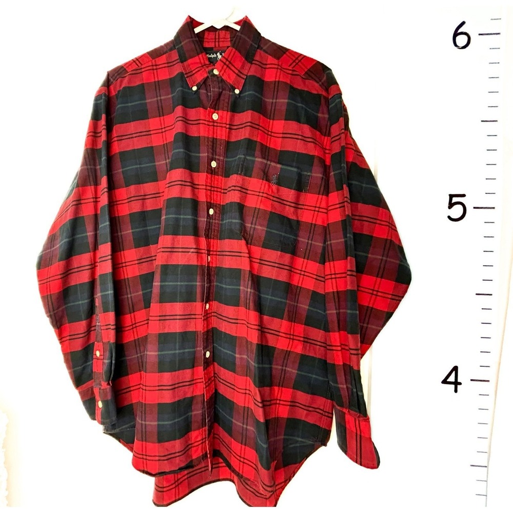 Ralph Lauren Blue Label Red Plaid Big Shirt Men's Medium